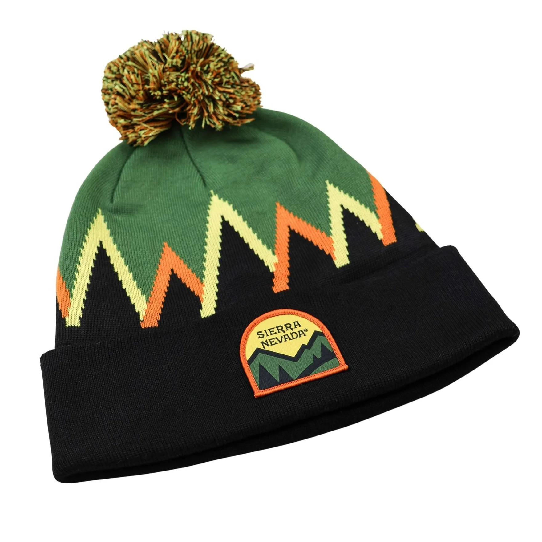 Geometric Forest Pom Beanie